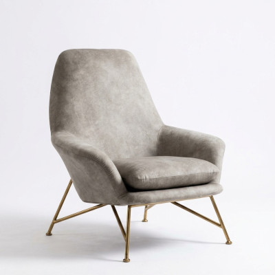 Fauteuil de design Luxe Textile Tapisserie Salon Gris Mobilier