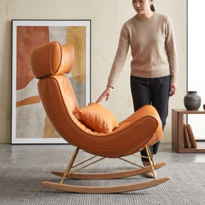 Canapé design Fauteuil Sofa Revêtement en cuir synthétique de luxe 1 place neuf Orange