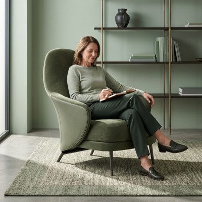 Fauteuil de luxe à accoudoirs rembourré chaise longue salon salle à manger vert