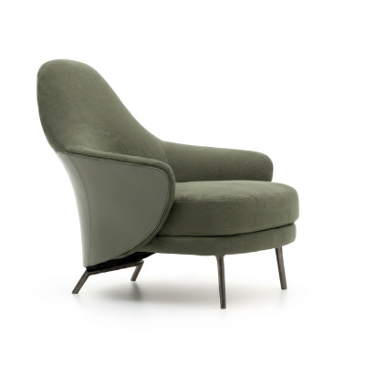 Fauteuil de luxe à accoudoirs rembourré chaise longue salon salle à manger vert
