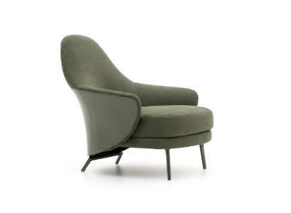 Fauteuil de luxe à accoudoirs rembourré chaise longue salon salle à manger vert