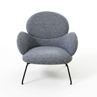 Fauteuil - Chaise fauteuil rembourrée en velours Gris pour salon salle à manger
