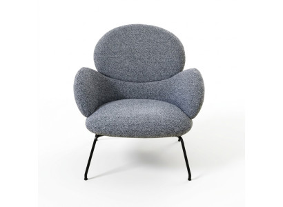 Fauteuil - Chaise fauteuil rembourrée en velours Gris pour salon salle à manger