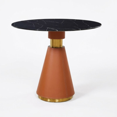 Table à manger Table ronde Table à manger noire Table ronde Style moderne en acier inoxydable de luxe