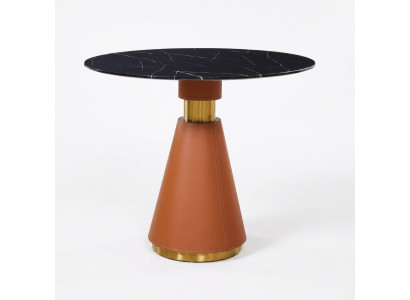 Table à manger Table ronde Table à manger noire Table ronde Style moderne en acier inoxydable de luxe