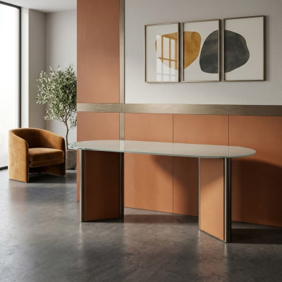 Salle à manger Table Ovale Designer Tables de Luxe en Bois Moderne 200x100 Ovale