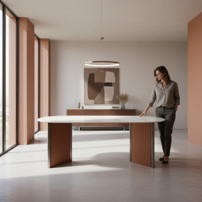 Table de salle à manger moderne de luxe Style salle à manger Mobilier moderne Tables ovales Bois