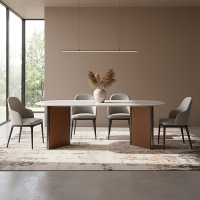 Table de salle à manger moderne de luxe Style salle à manger Mobilier moderne Tables ovales Bois