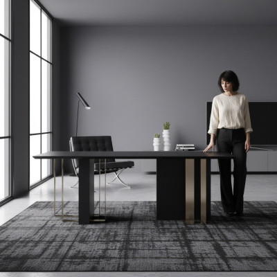 Noir tables en bois Table de salle à manger Table de salle à manger style Table à manger 180x90