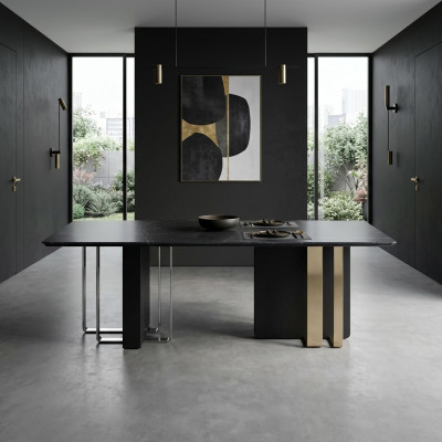 Noir tables en bois Table de salle à manger Table de salle à manger style Table à manger 180x90