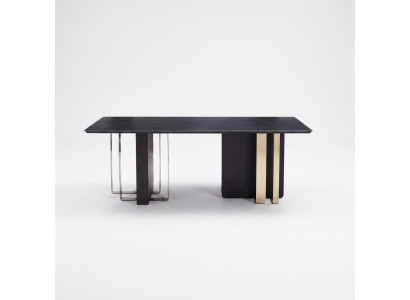 Table à manger rectangulaire table à manger noire Table à manger en bois Table en acier inoxydable Meubles Table