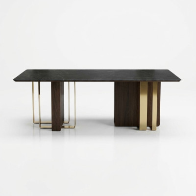 Table à manger de designer noir Mobilier de salle à manger Table de luxe en bois de 240x100