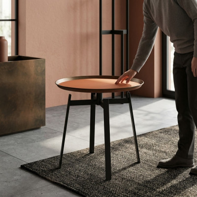 Salle de séjour Table basse ronde orange style Moderne tables en acier inoxydable Table