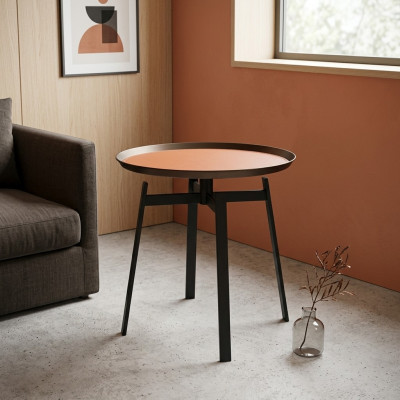 Salle de séjour Table basse ronde orange style Moderne tables en acier inoxydable Table