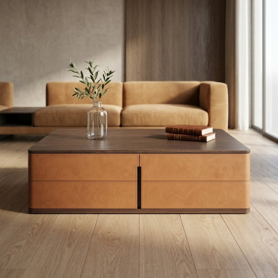 Salle de séjour Table basse Orange Luxe Matériau Bois Style Moderne Tables