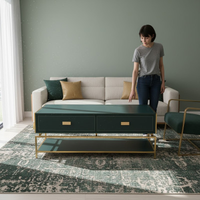 Salle de séjour Table basse de luxe Style de design moderne Tables basses en bois Vert