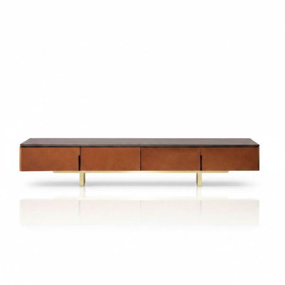 Meuble TV Orange Matériau Bois Style Moderne Salon 200cm Armoires