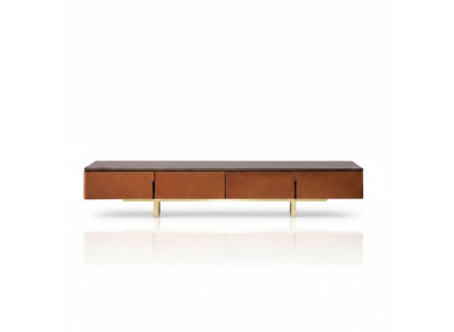 Meuble TV Orange Matériau Bois Style Moderne Salon 200cm Armoires
