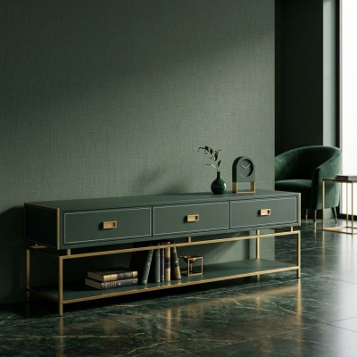 Meuble TV moderne de luxe - meuble TV bas - meuble de salon vert - meuble TV
