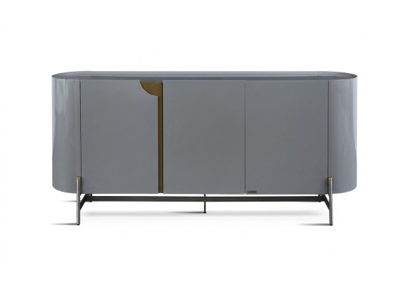 Buffet de salle à manger gris de style luxueux, design moderne, meuble en bois avec tiroirs