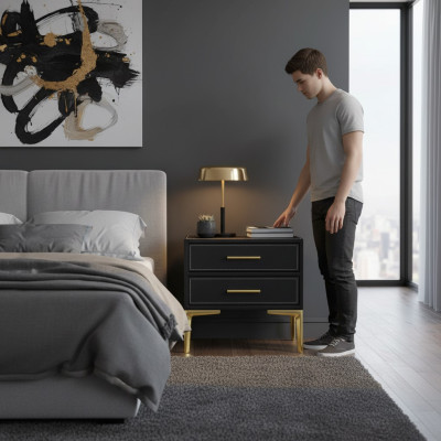 Table de chevet de luxe Noire Chambre nouvel Design Mobilier Style Moderne