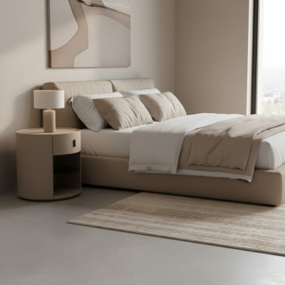 Table de chevet de designer beige Console de nuit de luxe Meubles de chambre à coucher Style