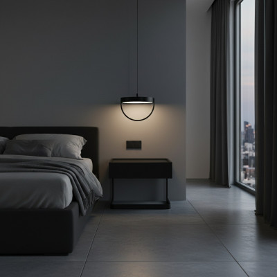 Table de chevet de chambre Noire Élégante en bois et acier inoxydable neuf