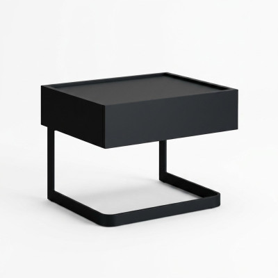 Table de chevet de chambre Noire Élégante en bois et acier inoxydable neuf