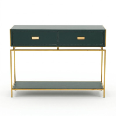 Consoles Table Salons Mobilier Vert Bois en acier inoxydable Mobilier de luxe Buffet