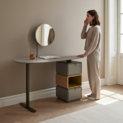 Conception Coiffeuse avec Miroir Mobilier de Chambre de Luxe 2pcs. Buffet