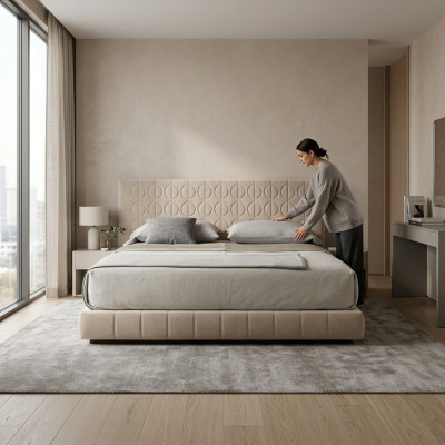 Lit Rembourrage Design Luxe Lits Doubles Chambre de Sommeil Luxe 180x200