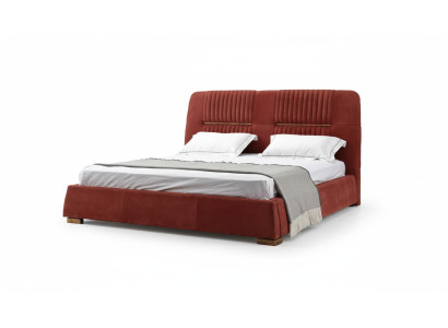 Design Lit double rouge Structure de lit e Lits Lit en bois en Textile Chambre Lit