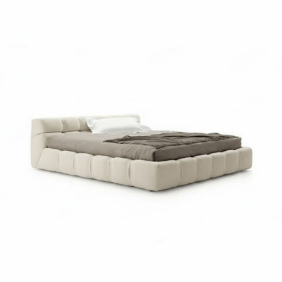 Lit blanc beige Chambre à coucher Lits Lits doubles Lits de repos Textile