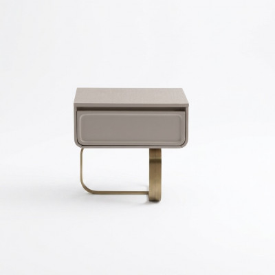 Table de chevet beige Table de chevet Chambre Table d'appoint en acier inoxydable Table en bois Moderne