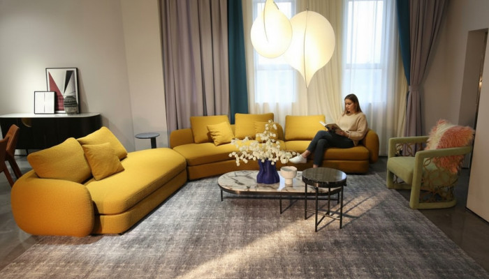 Salon de luxe du mobilier Canapé d'angle en L-forme Design Tissu d'ameublement