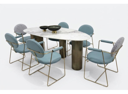 Salle à manger Designer Table à manger ovale Blanche Luxueuse Table en acier inoxydable Tables Table