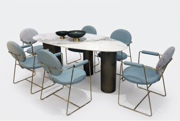 Table ovale Salle à manger Tables de salle à manger 180x85 Effet marbre