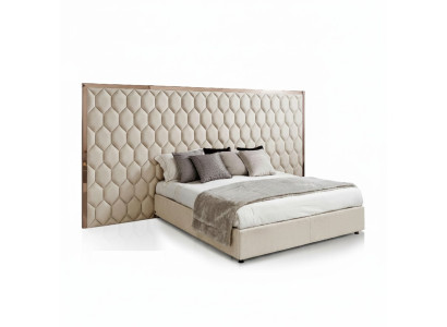 Grand lit double beige Lit design Cadre de lit avec tête de lit Meubles