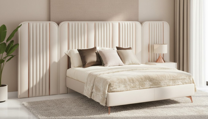 Chambre Lit double Châssis de lit beige Lit Kingsize Meubles de luxe