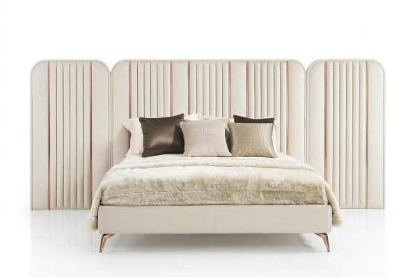 Chambre Lit double Châssis de lit beige Lit Kingsize Meubles de luxe
