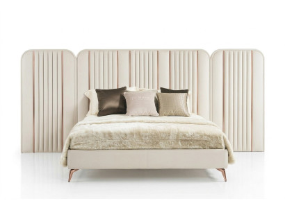 Chambre Lit double Châssis de lit beige Lit Kingsize Meubles de luxe