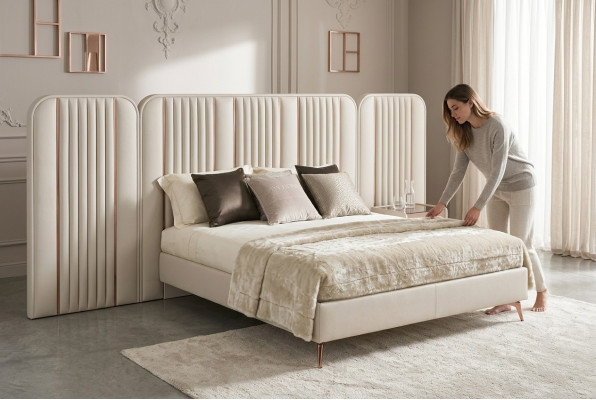 Lit King Size Lit double Mobilier de chambre Grand tête de lit Cadre en bois