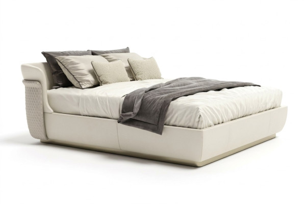 Designer Lit double blanc Mobilier de chambre Lits familiaux de grande taille Lit