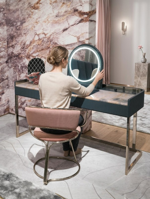 Chambre Mobilier Coiffeuse Chaise de coiffeuse de designer Mobilier en bois de luxe