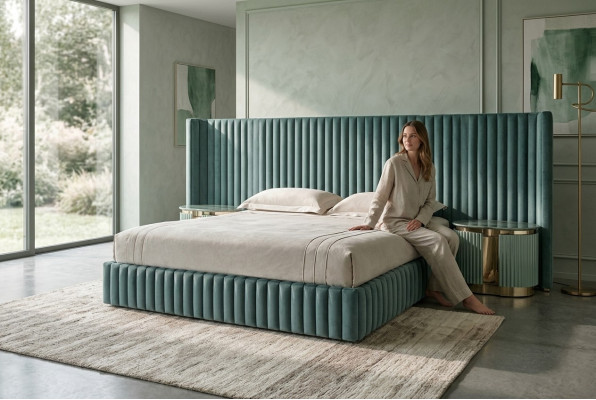Chambre à coucher Mobilier Lit double 2x tables de chevet Structure de lit table de nuit