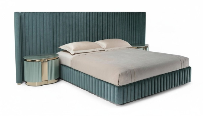Chambre à coucher Mobilier Lit double 2x tables de chevet Structure de lit table de nuit