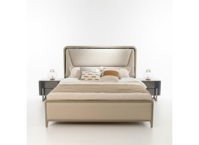 Chambre Lit Lits Designer Lit double Lit en bois naturel Cadre de lit Beige