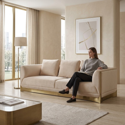 Canapé 3 places Canapés Salon Style Luxe Moderne beige Canapé Meubles