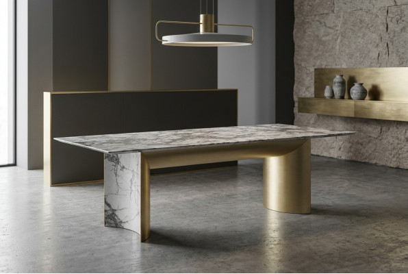 Table à manger élégante en marbre artificiel grande table à manger, nouvelle table mobilier de salle à manger