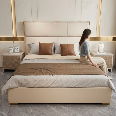 Ensemble de chambre à coucher Lit 2x Table de chevet Design Lits de luxe modernes 3 pièces